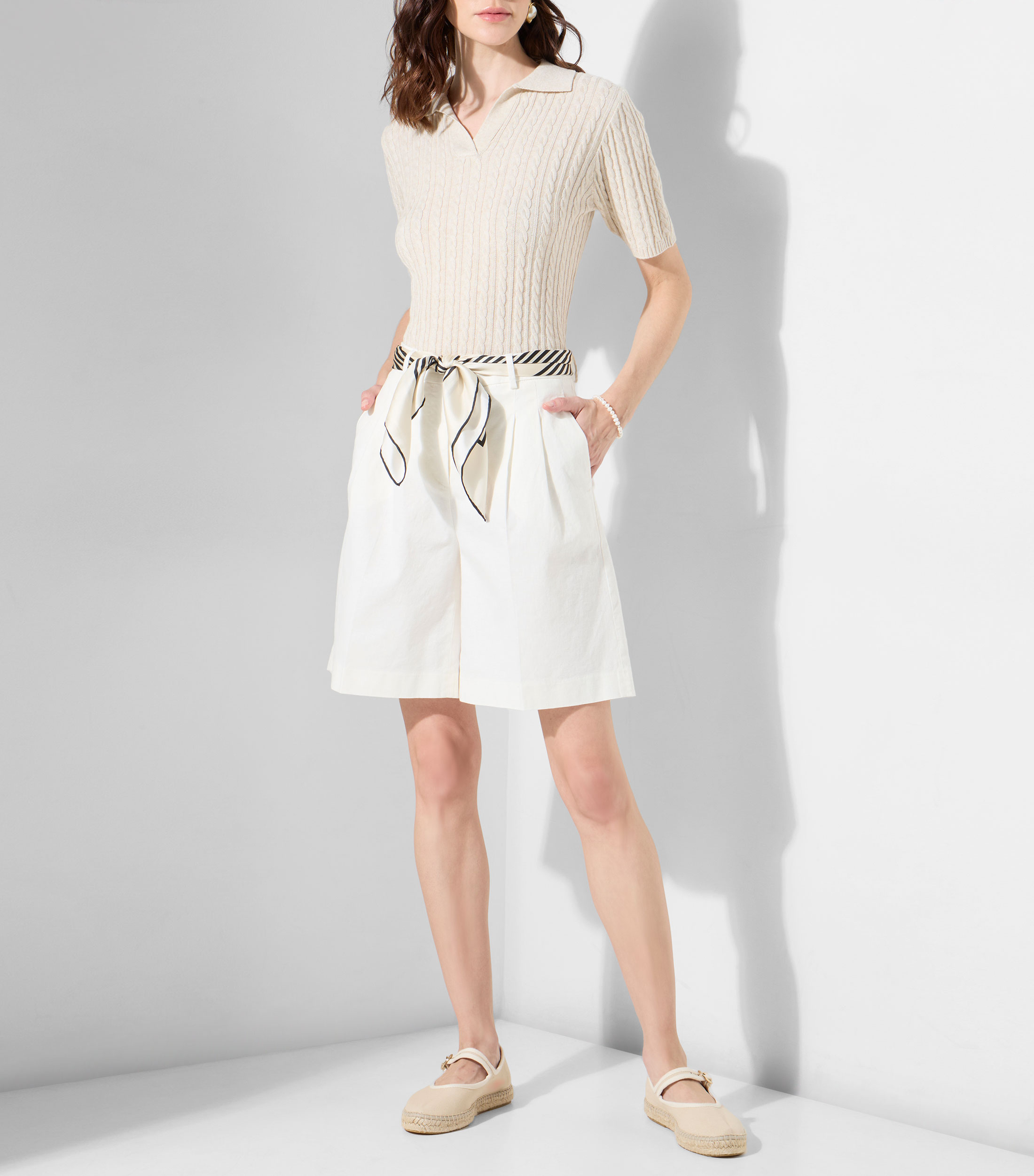 Blusa lisa con manga corta Mujer